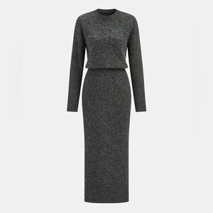 Commense Wool-Blend Fuzzy Midi Dress